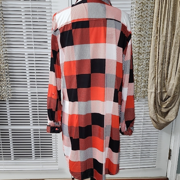 White Mark Red and Black Striped Shirt Dress - Picture 5 of 5